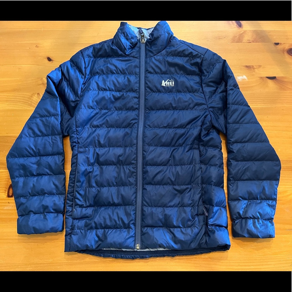 REI 650 Down Boy Jacket, Navy, Size 10-12 (Medium)
